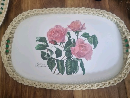 Vintage melamine wicker - vintage, tray
