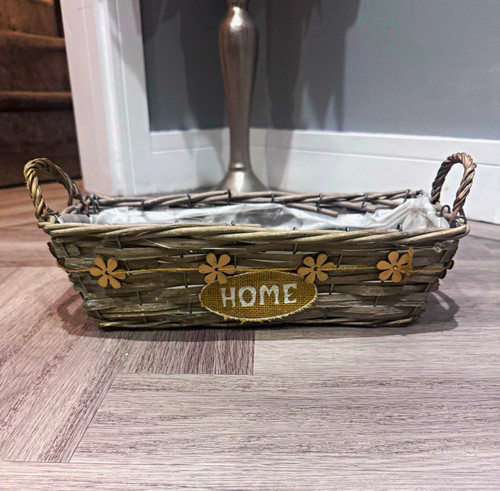 Grey rectangular wicker - rectangular,