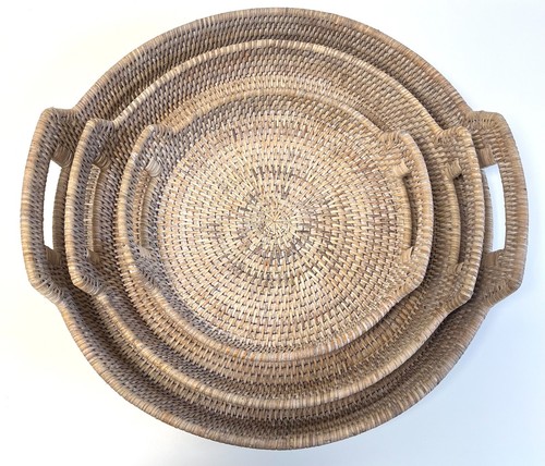 Round rattan tray with - rattan,