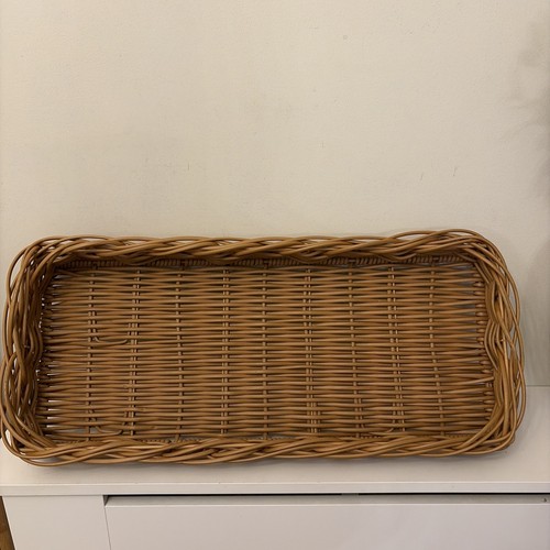 Large faux rattan wicker tray - large,