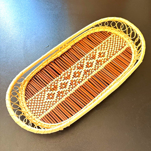 Oval wicker serving tray - oval, with