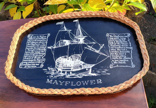 Wicker edged tray - edged, white