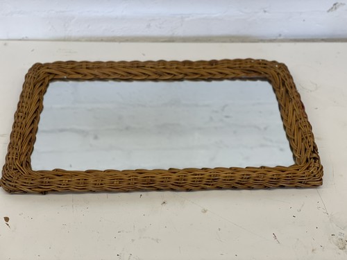 Vintage woven wicker mirror - vintage,