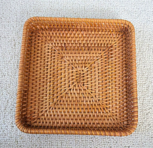 Square small brown wicker - square,
