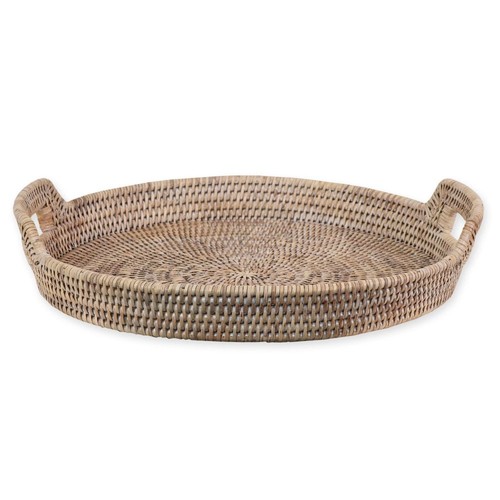 Round rattan wicker tray - rattan,