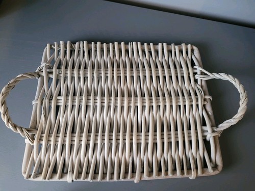 Wicker whitewash tray - wicker,