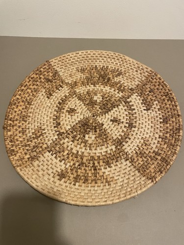 Vtg hand woven - hand, tray