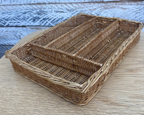 Wicker cutlery tray with - tray, 4