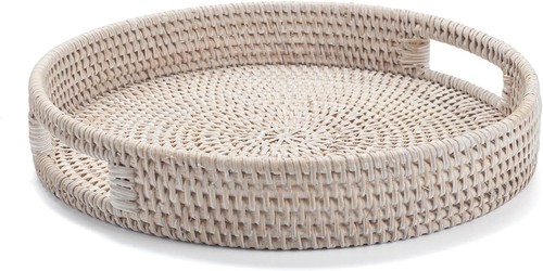 30cm round rattan tray woven - rattan, tray,